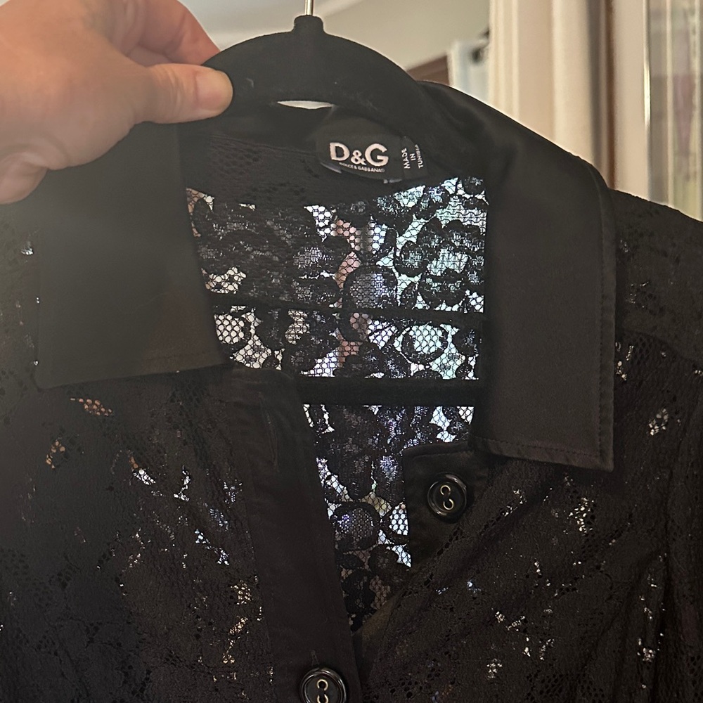 D & G black lace button up dress size 6